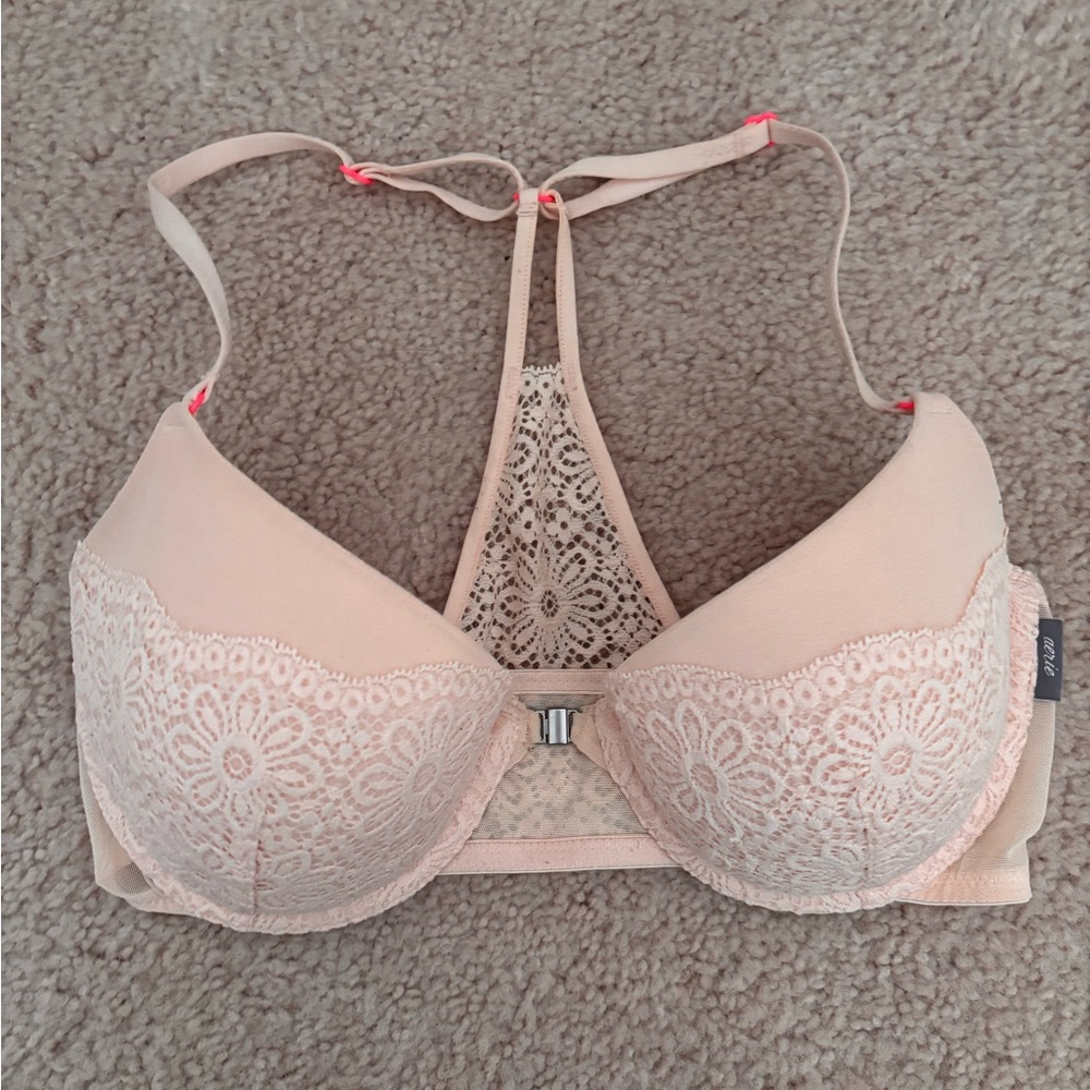 Aerie Pink Lace Racerback T-Shirt Bra